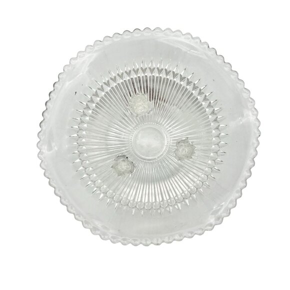 Vintage Clear Glass Footed Candy Dish With Scalloped Edge & Floral Design - Picture 2 of 6